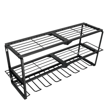 P&P Heavy Duty Power Tool Organizer with 7 Drill Holders Wall Mounted Garage Storage Rack for Tools & Utility V767-JJ-ZZ1673