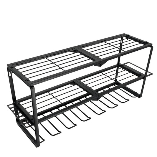 P&P Heavy Duty Power Tool Organizer with 7 Drill Holders Wall Mounted Garage Storage Rack for Tools & Utility V767-JJ-ZZ1673