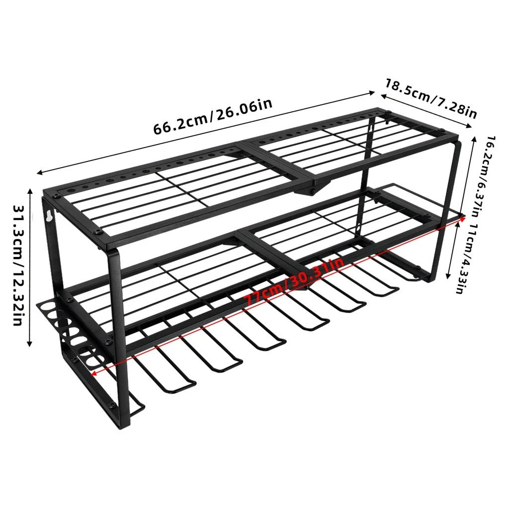 P&P Heavy Duty Power Tool Organizer with 7 Drill Holders Wall Mounted Garage Storage Rack for Tools & Utility V767-JJ-ZZ1673