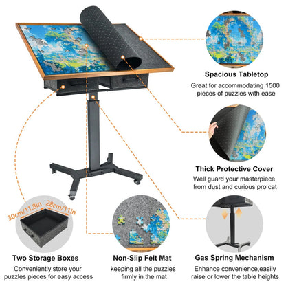 1500-Piece Jigsaw Puzzle Table with Storage Drawers, Adjustable Tilt and 360 degrees Rotation V767-JJ-ZZ1689