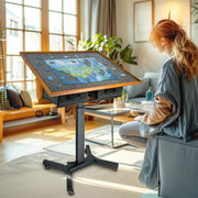 Wooden Jigsaw Puzzle Table with Tilt, Drawers and Rolling Wheels V767-JJ-ZZ1689-B