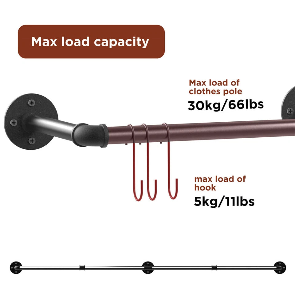 Adjustable Wall-Mounted Clothes Rack (90-180 cm) V767-JJ-ZZ183