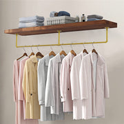 Vintage Gold Wall-Mounted Clothes Rack - Strong Metal Garment Hanging Rail V767-JJ-ZZ183-GLD