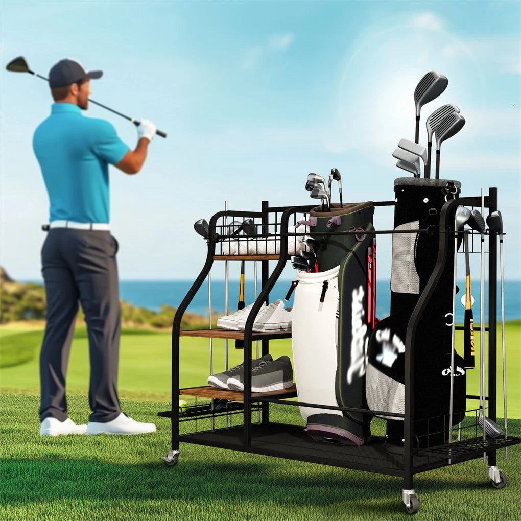 Extra Large Golf Bag Storage Rack - Heavy Duty Organizer Stand for Multiple Bags & Clubs V767-JJ-ZZ1832