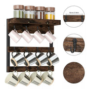 Heavy Duty Wall Mount Coffee Teacup Mug Rack Wood 12 Hook Holder Display Storage V767-JJ-ZZ718-V1