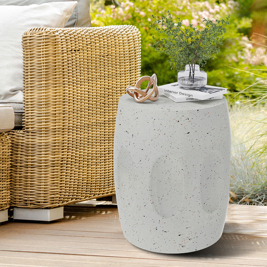 Heavy Duty Concrete Side Table Modern Decorative Garden Stool Patio End Table V767-JJ-ZZ981-G1
