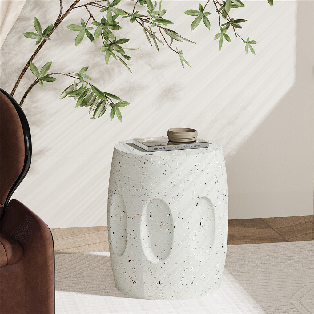 Heavy Duty Concrete Side Table Modern Decorative Garden Stool Patio End Table V767-JJ-ZZ981-G1