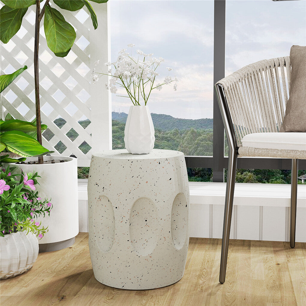 Heavy Duty Concrete Side Table Modern Decorative Garden Stool Patio End Table V767-JJ-ZZ981-G1