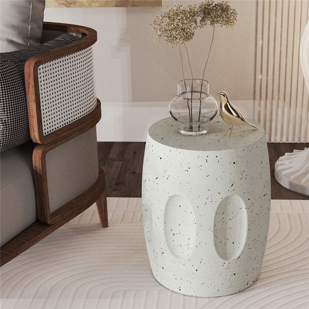 Heavy Duty Concrete Side Table Modern Decorative Garden Stool Patio End Table V767-JJ-ZZ981-G1