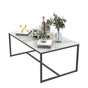 Extra Thick Marble Coffee Table White Sintered Stone Rectangular Center Table with Black Metal Frame V767-LH371-FCBY