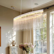 Modern LED Tassel Pendant Light Aluminum Linear Chandelier Dimmable Ceiling Lighting for Dining Room, Kitchen V767-LT-X119-110-G