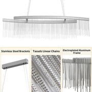 Modern LED Tassel Pendant Light Aluminum Linear Chandelier Dimmable Ceiling Lighting for Dining Room, Kitchen V767-LT-X119-110-G