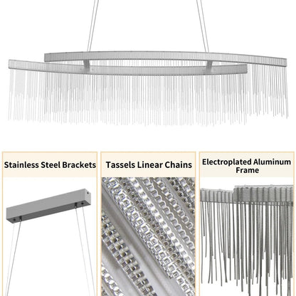 Modern LED Tassel Pendant Light Aluminum Linear Chandelier Dimmable Ceiling Lighting for Dining Room, Kitchen V767-LT-X119-110-G