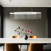 Modern LED Tassel Pendant Light Aluminum Linear Chandelier Dimmable Ceiling Lighting for Dining Room, Kitchen V767-LT-X119-110-G