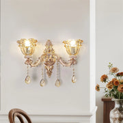 Rococo Gold Wall Sconce Floral Bedside Wall Lamp with Beveled Crystal Lighting for Hallway & Living Room V767-LT-X121