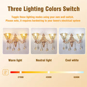 Rococo Gold Wall Sconce Floral Bedside Wall Lamp with Beveled Crystal Lighting for Hallway & Living Room V767-LT-X121