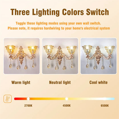 Rococo Gold Wall Sconce Floral Bedside Wall Lamp with Beveled Crystal Lighting for Hallway & Living Room V767-LT-X121