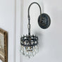 Vintage Wall Light Sconce with Clear Crystals, Black and Gold Glass Wall Lamp, 3-Mode Dimmable LED E14 V767-LT-X142