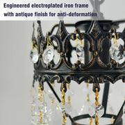 Vintage Wall Light Sconce with Clear Crystals, Black and Gold Glass Wall Lamp, 3-Mode Dimmable LED E14 V767-LT-X142