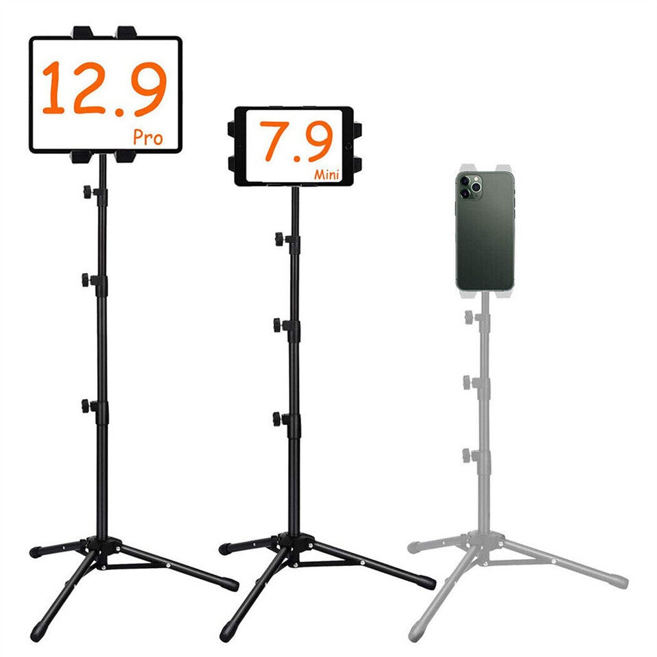 Adjustable 4.7-12.9" Stable Tripod Floor Stand Lazy Tablet Mount Holder for iPad V767-MGF021