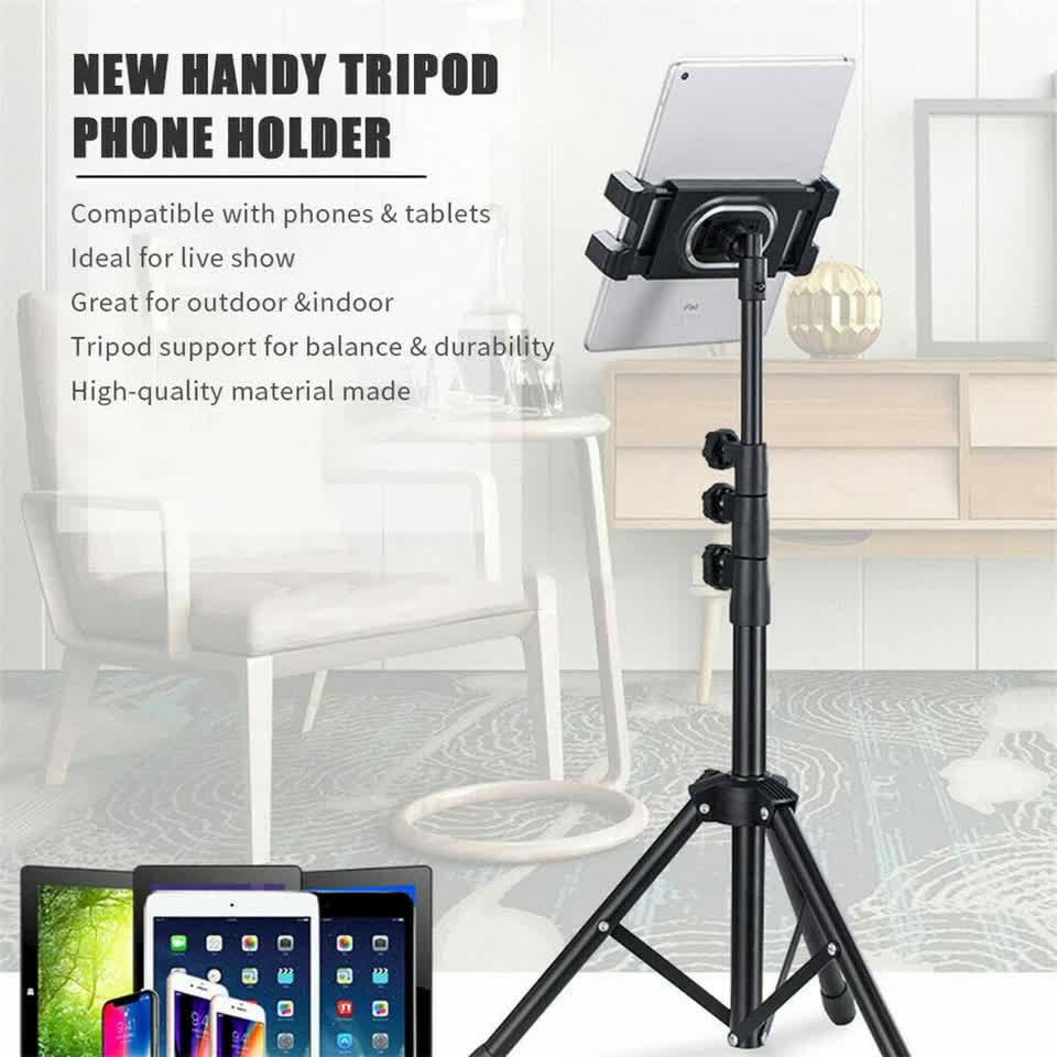 Adjustable 4.7-12.9" Stable Tripod Floor Stand Lazy Tablet Mount Holder for iPad V767-MGF021