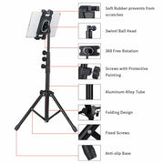Adjustable 4.7-12.9" Stable Tripod Floor Stand Lazy Tablet Mount Holder for iPad V767-MGF021