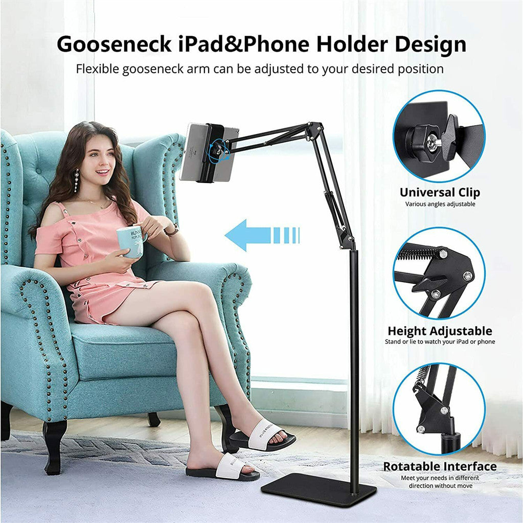 360 Tablet Floor Stand Adjustable 5-12.9 Inch Overhead Phone Desktop Holder V767-MGF050