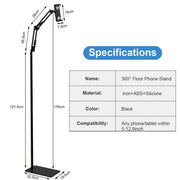 360 Tablet Floor Stand Adjustable 5-12.9 Inch Overhead Phone Desktop Holder V767-MGF050