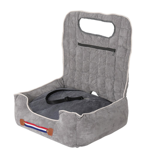 Large Cozy Dog Car Booster Double-Side Cushion Pet Travel Bed with Adjustable Strap V767-P-XD124
