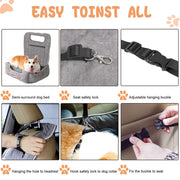 Large Cozy Dog Car Booster Double-Side Cushion Pet Travel Bed with Adjustable Strap V767-P-XD124