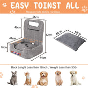 Large Cozy Dog Car Booster Double-Side Cushion Pet Travel Bed with Adjustable Strap V767-P-XD124
