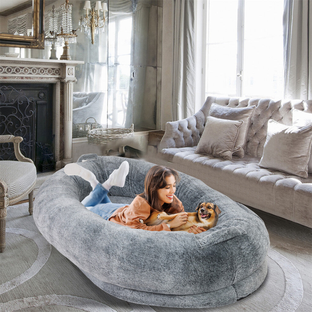 Xxxl Human-Sized Dog Bed Washable Orthopedic Pet Bed Bean Bag With Soft Blanket V767-P-XD1267
