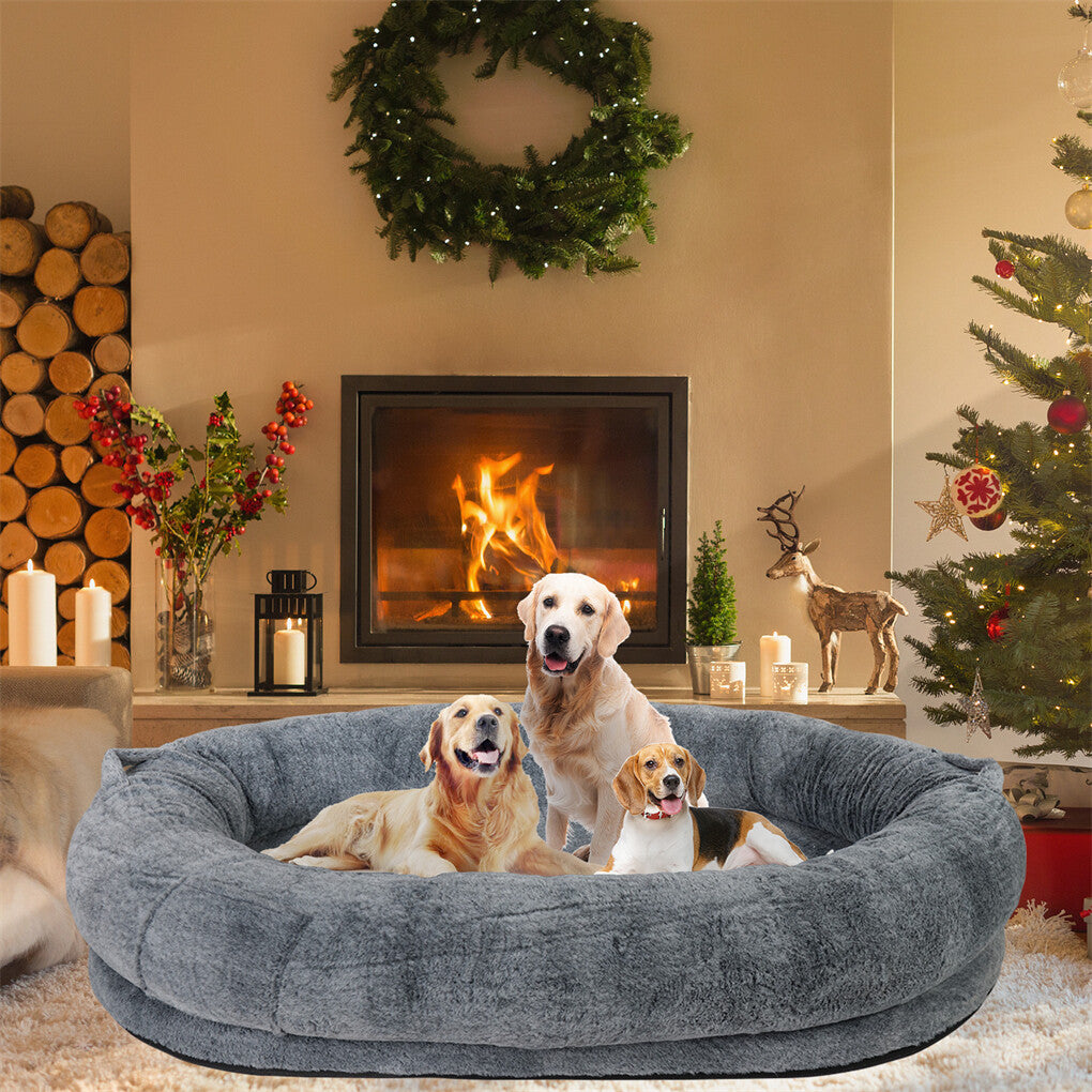 Xxxl Human-Sized Dog Bed Washable Orthopedic Pet Bed Bean Bag With Soft Blanket V767-P-XD1267