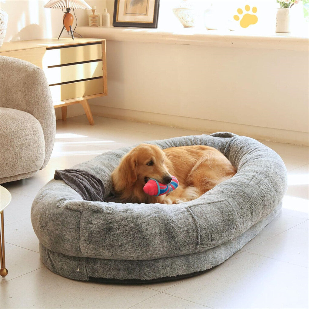 Xxxl Human-Sized Dog Bed Washable Orthopedic Pet Bed Bean Bag With Soft Blanket V767-P-XD1267