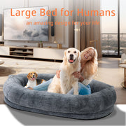 Xxxl Human-Sized Dog Bed Washable Orthopedic Pet Bed Bean Bag With Soft Blanket V767-P-XD1267