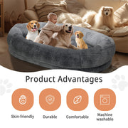 Xxxl Human-Sized Dog Bed Washable Orthopedic Pet Bed Bean Bag With Soft Blanket V767-P-XD1267