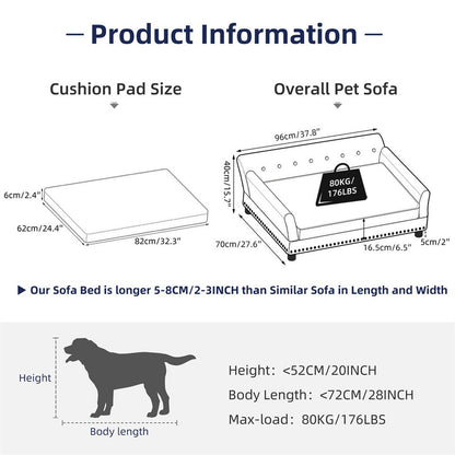 Large Leather Velvet Dog Sofa Lounge Bed( Grey) V767-P-XD1278-L