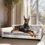 Large Leather Velvet Dog Sofa Lounge Bed( Grey) V767-P-XD1278-L
