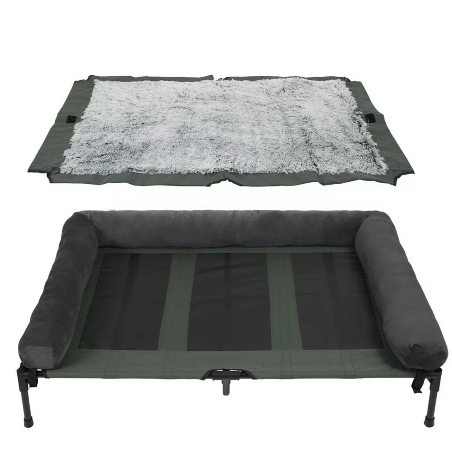 P&P Brown Pet Cot with Bolster Support and Breathable Mesh Design for Dogs to Lounge V767-P-XD128-GY-2XLG1