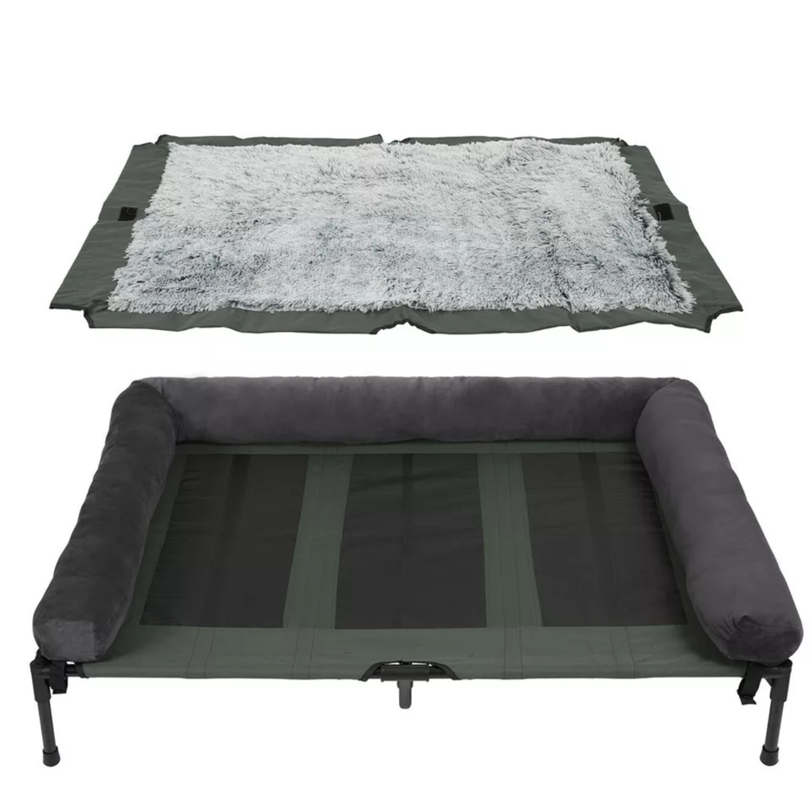 P&P Brown Pet Cot with Bolster Support and Breathable Mesh Design for Dogs to Lounge V767-P-XD128-GY-2XLG1