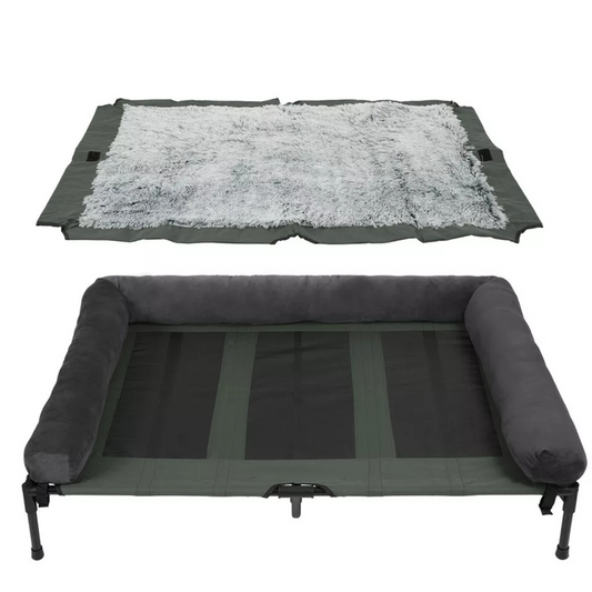 P&P Brown Pet Cot with Bolster Support and Breathable Mesh Design for Dogs to Lounge V767-P-XD128-GY-2XLG1