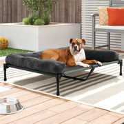 Large Oversized Raised Dog Bed with Cooling Bolster Lounger V767-P-XD128-GY-LG1