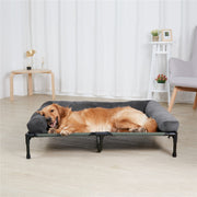 Large Oversized Raised Dog Bed with Cooling Bolster Lounger V767-P-XD128-GY-LG1