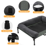 Large Oversized Raised Dog Bed with Cooling Bolster Lounger V767-P-XD128-GY-LG1