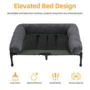Large Oversized Raised Dog Bed with Cooling Bolster Lounger V767-P-XD128-GY-LG1