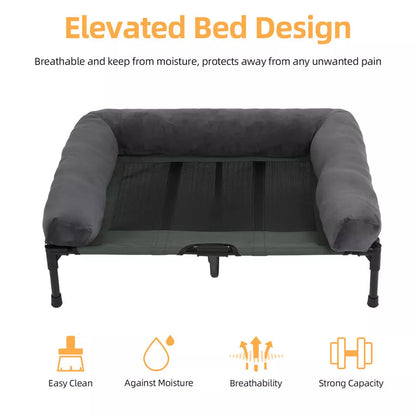 P&P Pet Cot with Bolster Support and Breathable Mesh Design for Dogs to Lounge(XL) V767-P-XD128-GY-XLG1