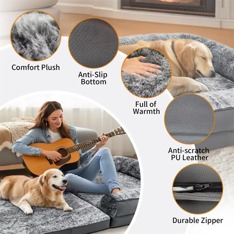 XL Human Sized Dog Bed Foldable Orthopedic Pet Dog Sofa Couch Comfy Big Bean Bed V767-P-XD1698