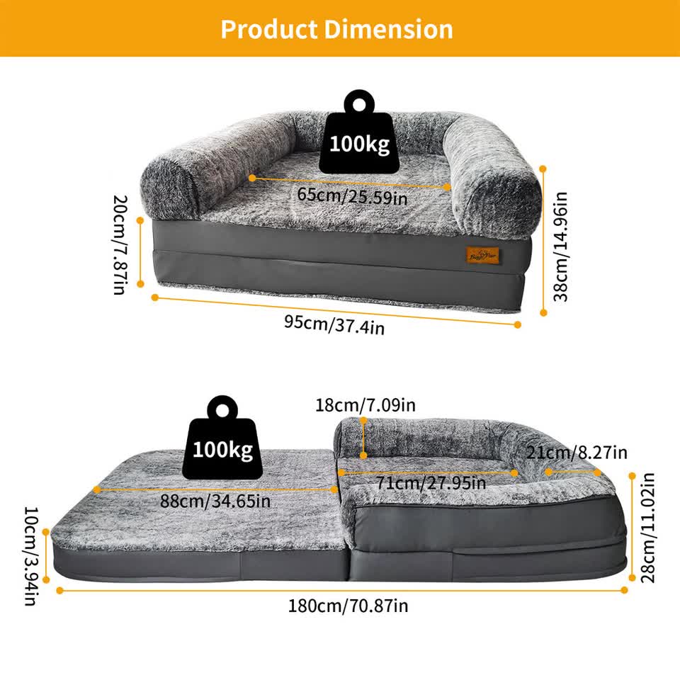 XL Human Sized Dog Bed Foldable Orthopedic Pet Dog Sofa Couch Comfy Big Bean Bed V767-P-XD1698