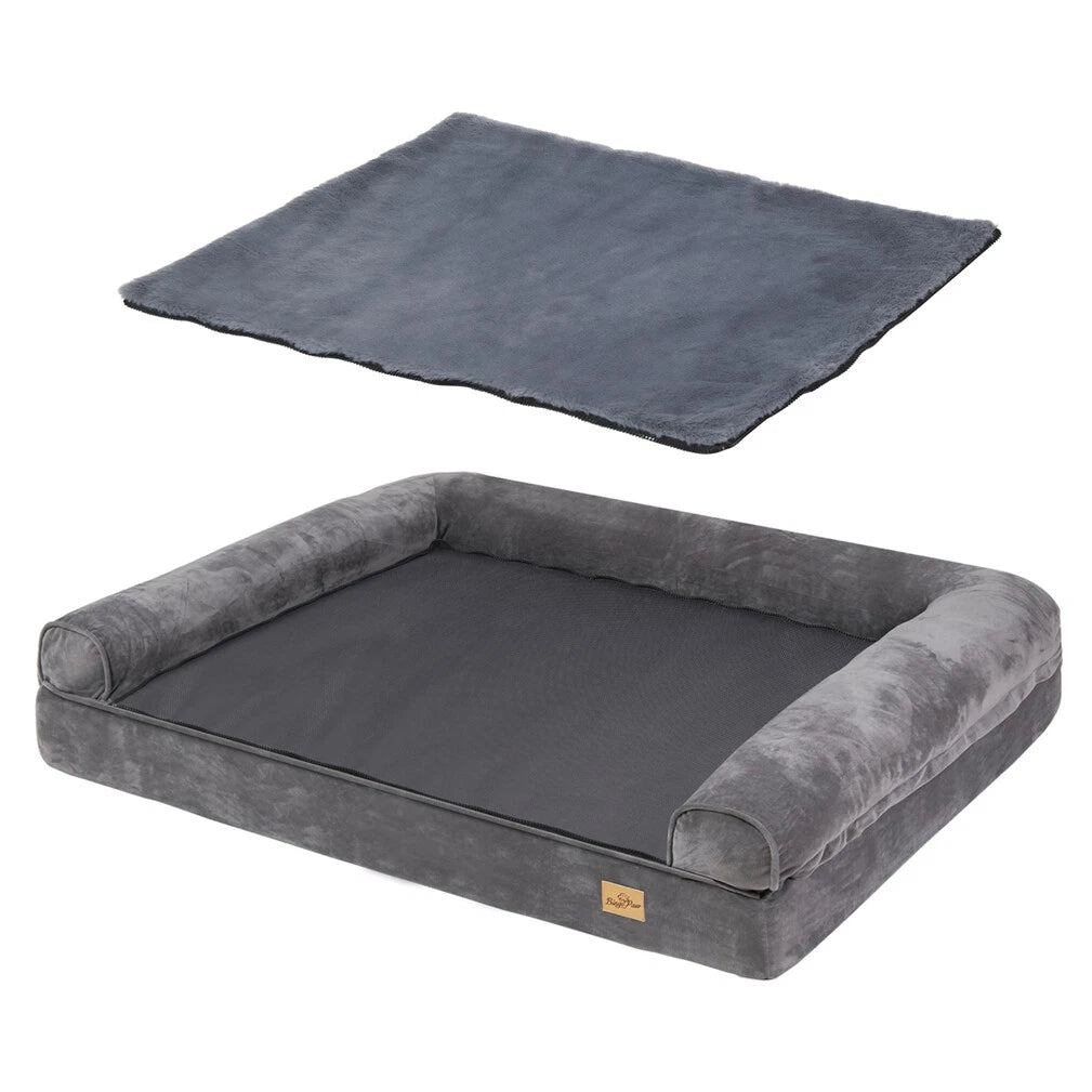Deluxe Plush Orthopedic Dog Bed XXL - Waterproof Bolstered Sofa Bed for Large Dogs with Removable Washable V767-P-XD178-2XL