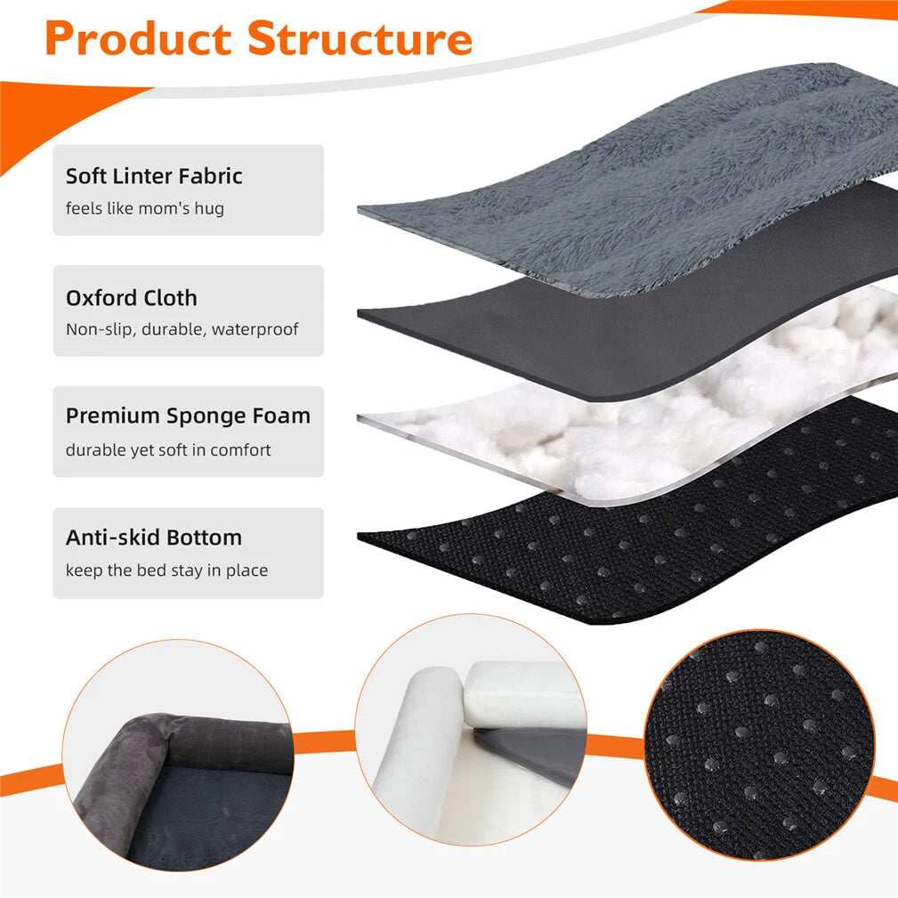 Deluxe Plush Orthopedic Dog Bed XXL - Waterproof Bolstered Sofa Bed for Large Dogs with Removable Washable V767-P-XD178-2XL